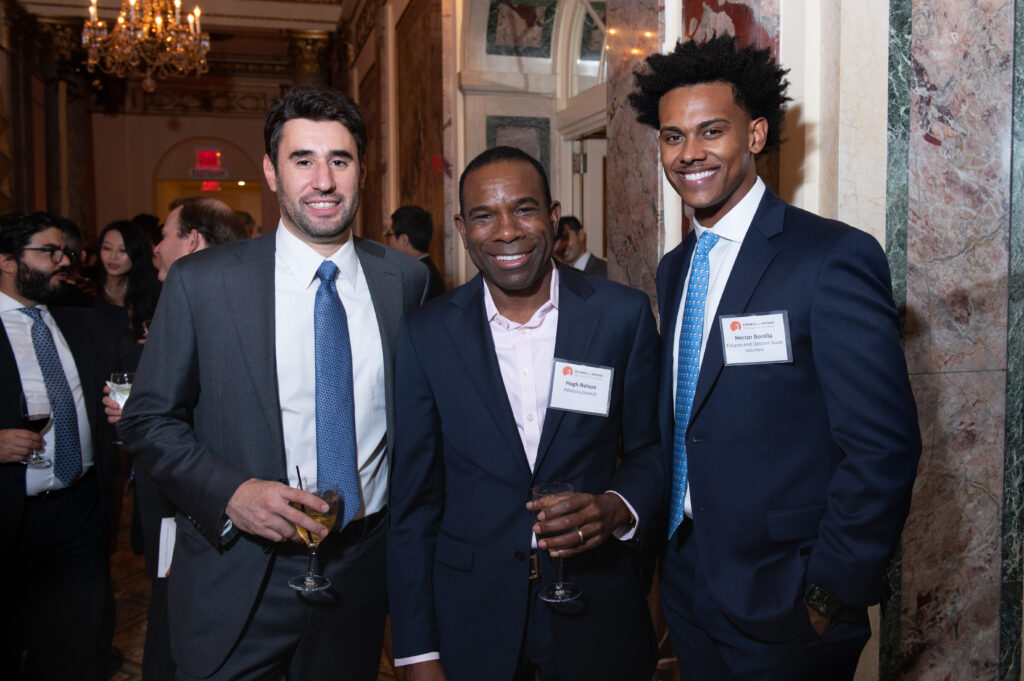 Attendees at Dream Big gala, including Hugh Nelson, Board Member, and Hector Bonilla, Futures and Options alum